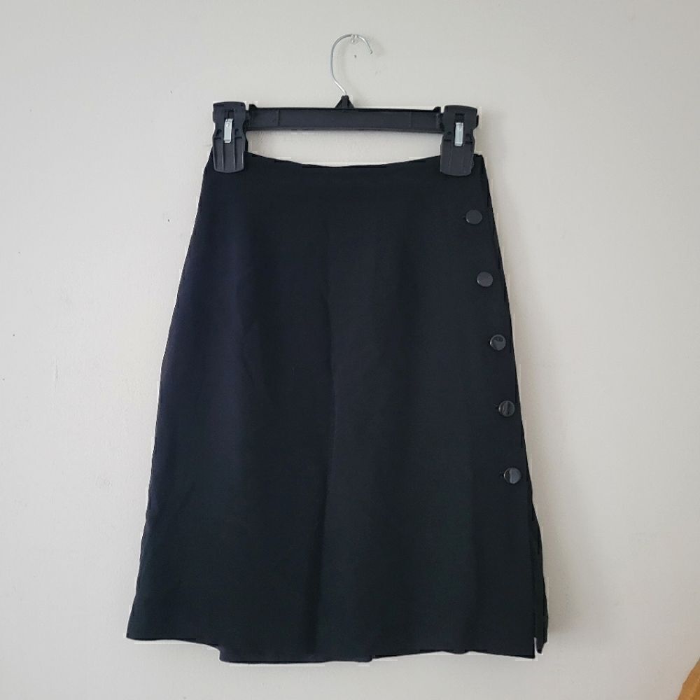 Ann Taylor Vintage Black A-Line Mini Skirt Side Button 4